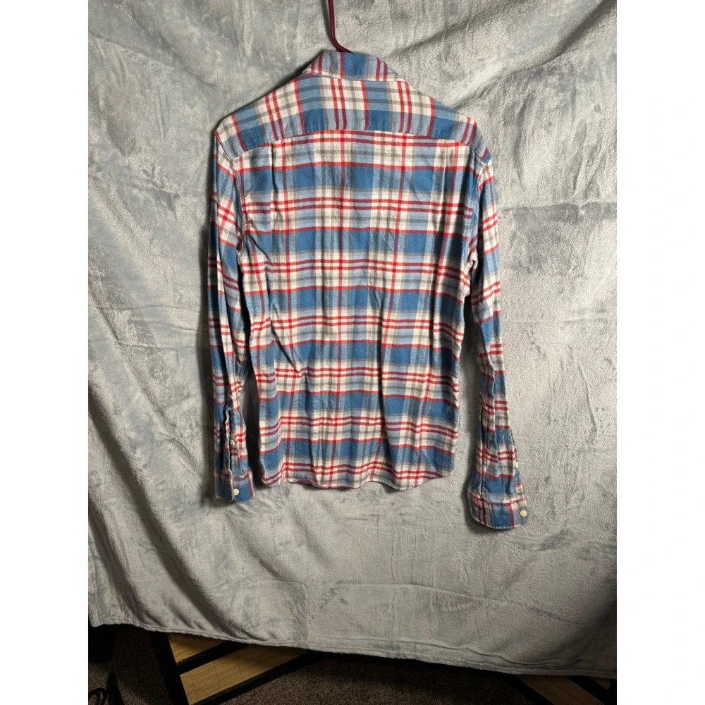 J Crew Flannel Shirts 2 shirt bundle men's size medium Red Plaid‎ is Slim Fit